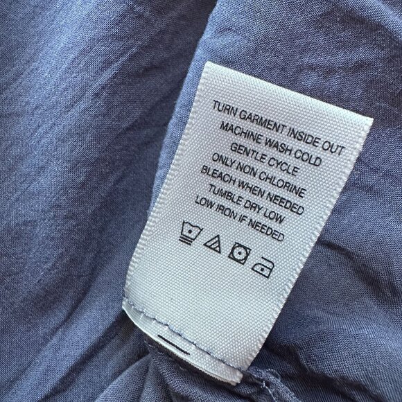 John Mark Womens Large Top Tunic Peasant Embroidered Floral Boho Beaded Tie Navy - Picture 10 of 10